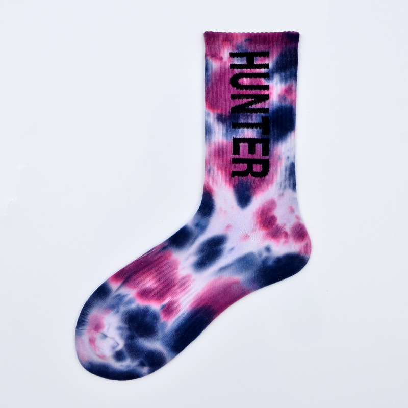 ECAO Tie-dyed Thin Men Women Crew Socks Tide High Street Students Tie-dye Socks Cotton Socks